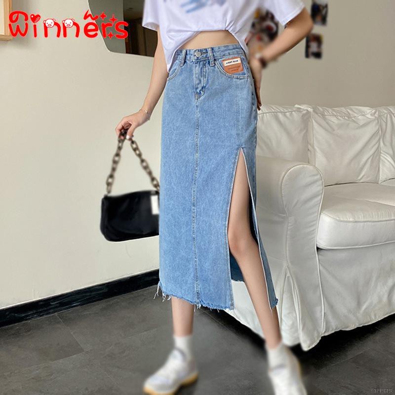 chân váy jean Lưng Cao Xẻ Tà Thời Trang Mùa Hè Cho Nữ | BigBuy360 - bigbuy360.vn