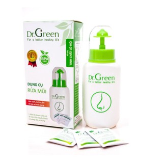 Bình rửa mũi xoang Dr. Green tặng 20 gói rửa mũi  , Dr. Green làm sạch mũi cho bé