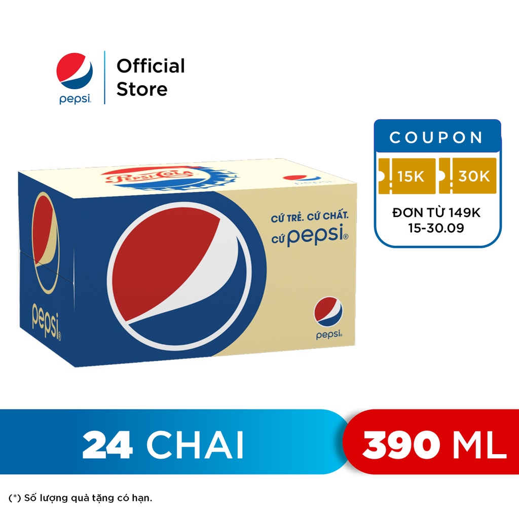 Thùng 24 Chai Nước Giải Khát Pepsi (390ml/Chai)