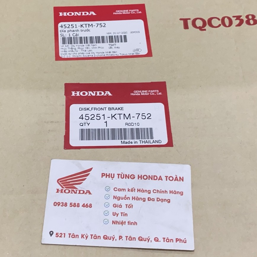 ĐĨA THẮNG FU NEO, WAVE RS,S 100 ZIN HONDA