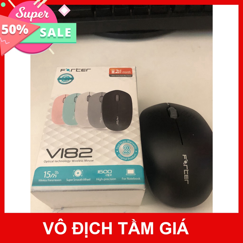 Chuột không dây Forter V182  - Có pin tặng kèm - Tặng lót chuột - Bảo hành 6 tháng