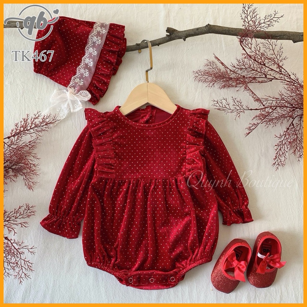 Bodysuit Cho Bé Gái Quỳnh Boutique Body Dài Tay Cho Bé Gái Nhung Bèo