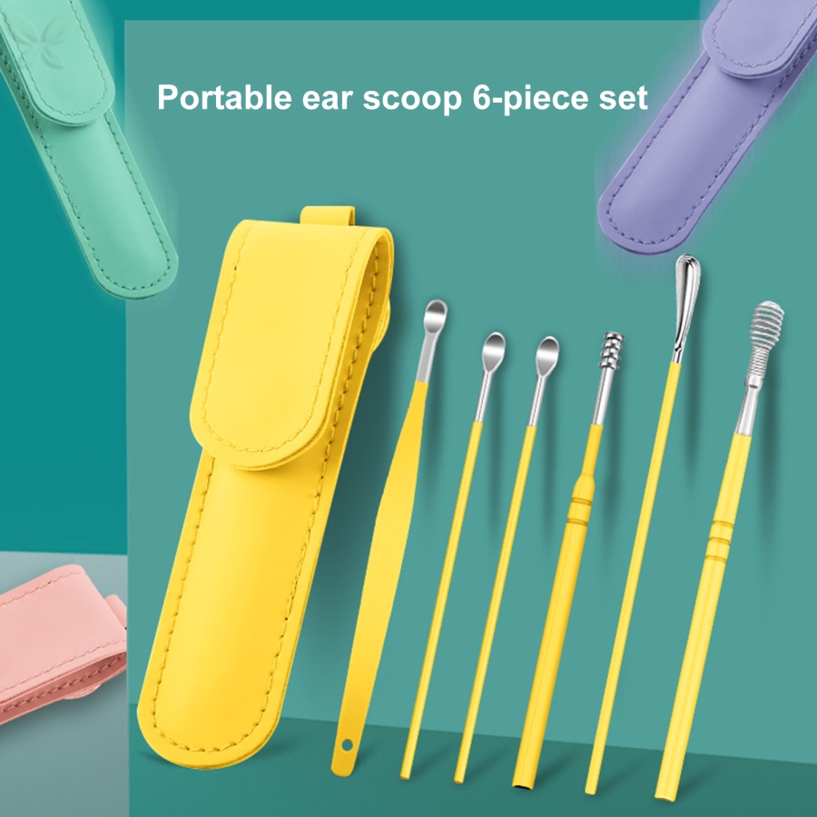 Set 6 Dụng Cụ Lấy Ráy Tai Bằng Inox Tái Sử Dụng Tiện Lợi