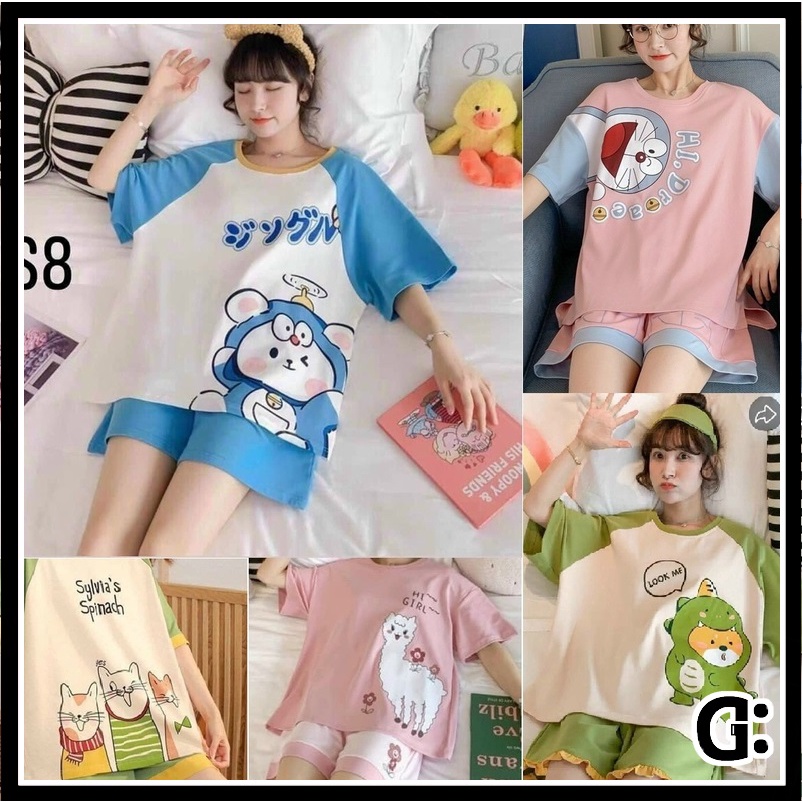 Bộ cộc nữ mặc nhà, bộ ngủ hoạt hình đáng yêu cao cấp Trap Girl BC-1