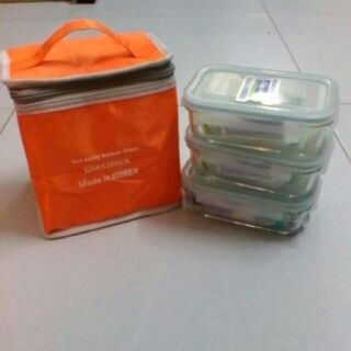Set lunch box GLASSLOCK mầu cam