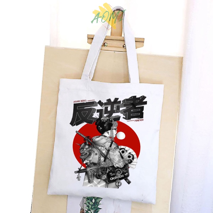 [Nhiều mẫu Đẹp] TÚI VẢI ĐEO VAI JAPAN TOTE CANVAS BAG CÓ KHÓA KÉO SIZE LỚN 33x38cm AOMIVN PHONG CÁCH CÁ TÍNH HOT TREND A