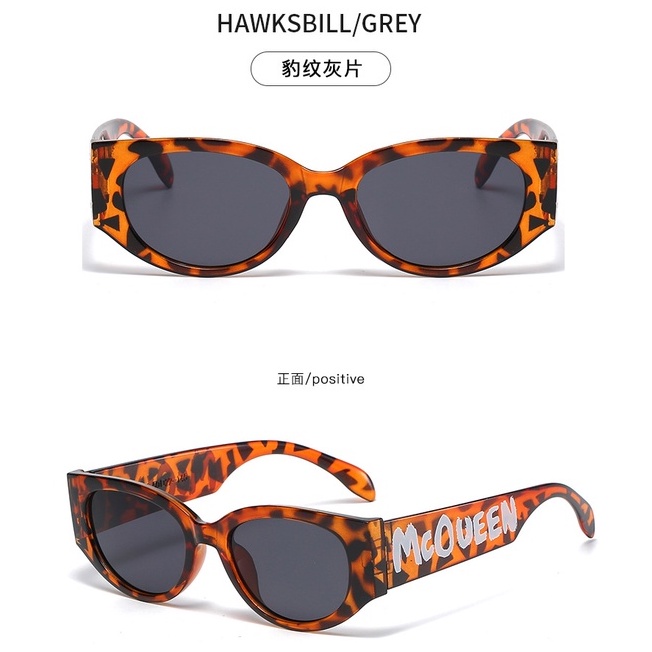 Kính mát gọng oval in chữ phong cách retro thời trang cho nam nữ