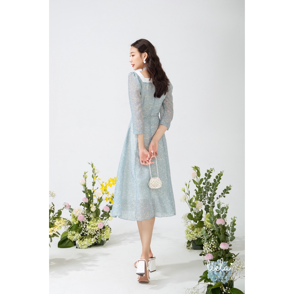 TIELA Đầm váy hoa viền cô vuông thanh lịch - Avery Dress