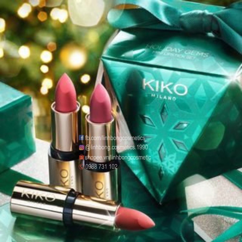 SET 3 THỎI SON KIKO MINI 𝑯𝒐𝒍𝒊𝒅𝒂𝒚 𝑮𝒆𝒎𝒔 𝑴𝒊𝒏𝒊 𝑳𝒊𝒑𝒔𝒕𝒊𝒄𝒌𝒔