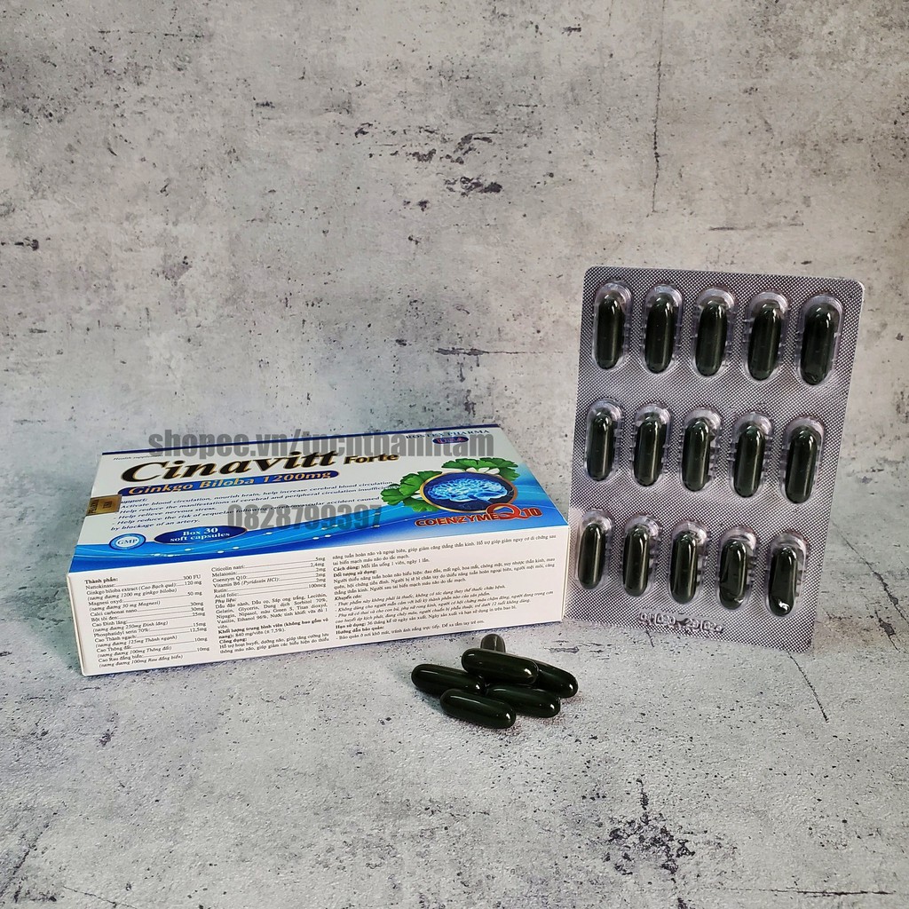 Viên uống CINAVIT FORT tăng tuần hoàn máu não, tăng cường trí nhớ, hỗ trợ não bộ - Hộp 30 viên | BigBuy360 - bigbuy360.vn