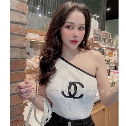 Áo thun lệch vai thêu ¢¢ sang chảnh