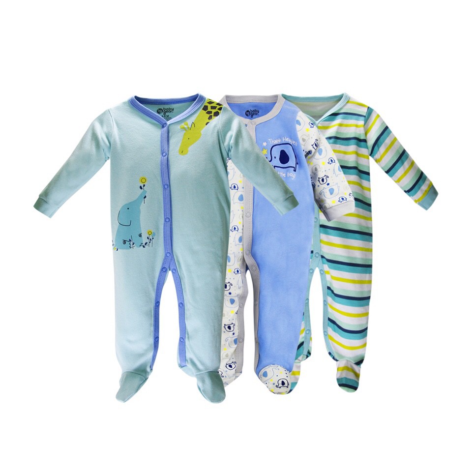 Set 3 bộ body liền chân hàng xuất dư cho bé trai và bé gái