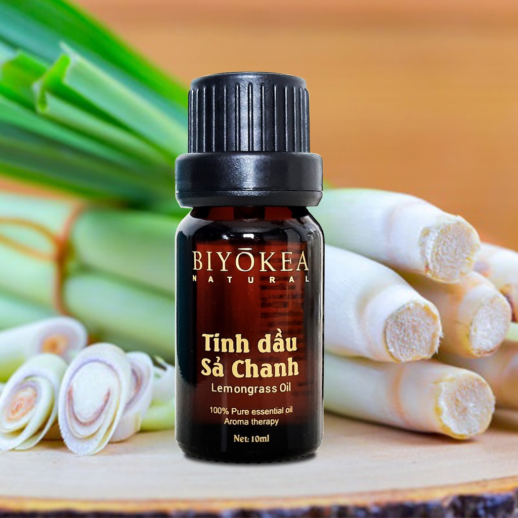 Combo 2 Chai Tinh Dầu Sả Chanh, Tinh Dầu Đuổi Muỗi, Thư Giãn, Xông Thơm Phòng Dung Tích Biyokea 10ml