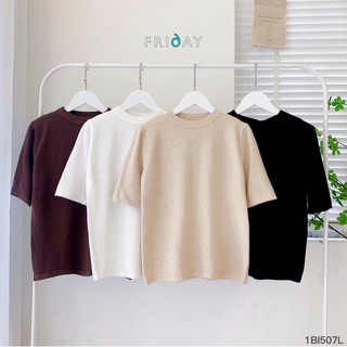 Áo len nữ cộc tay cổ tròn hoạ tiết trơn Friday