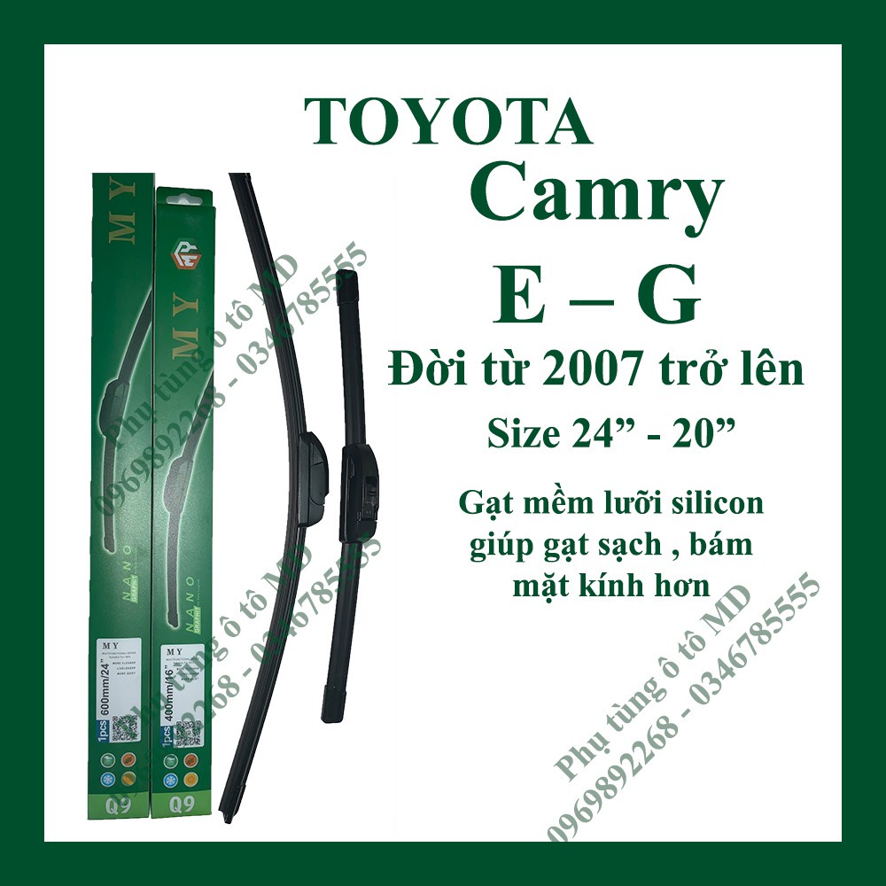 Bộ 2 Gạt mưa Toyota Camry các đời và Gạt mưa  các dòng xe khác của Toyota: Fortuner, Hilux, Innova, Land Cruiser .