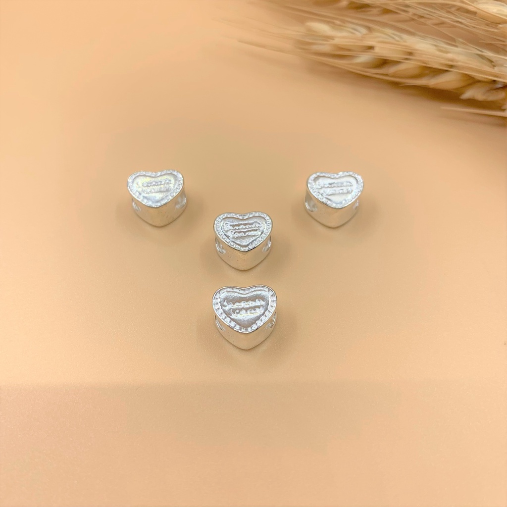 Charm nối trái tim lỗ lớn - Charm Bạc 925 - Mã CB665