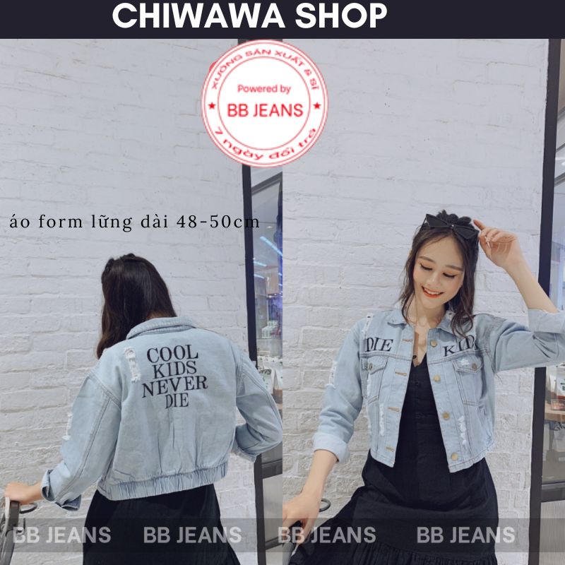 Aó khoác jean nữ xám xanh như hình form dưới 58Kg Cools kids BB18