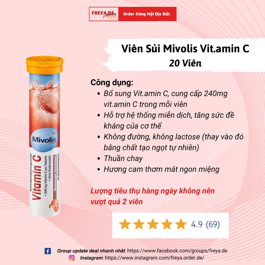 VIÊN SỦI MIVOLIS - Ống 20 viên, bổ sung khoáng chất, hỗ trợ cung cấp vitamin