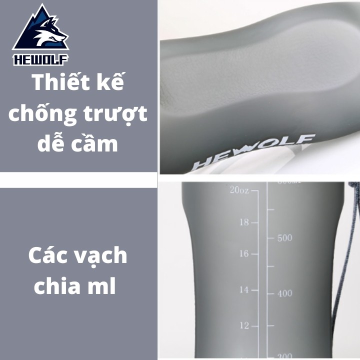 Bình nước thể thao du lịch dã ngoại dung tích 600ml Hewolf HW1709 - Hàng chính hãng