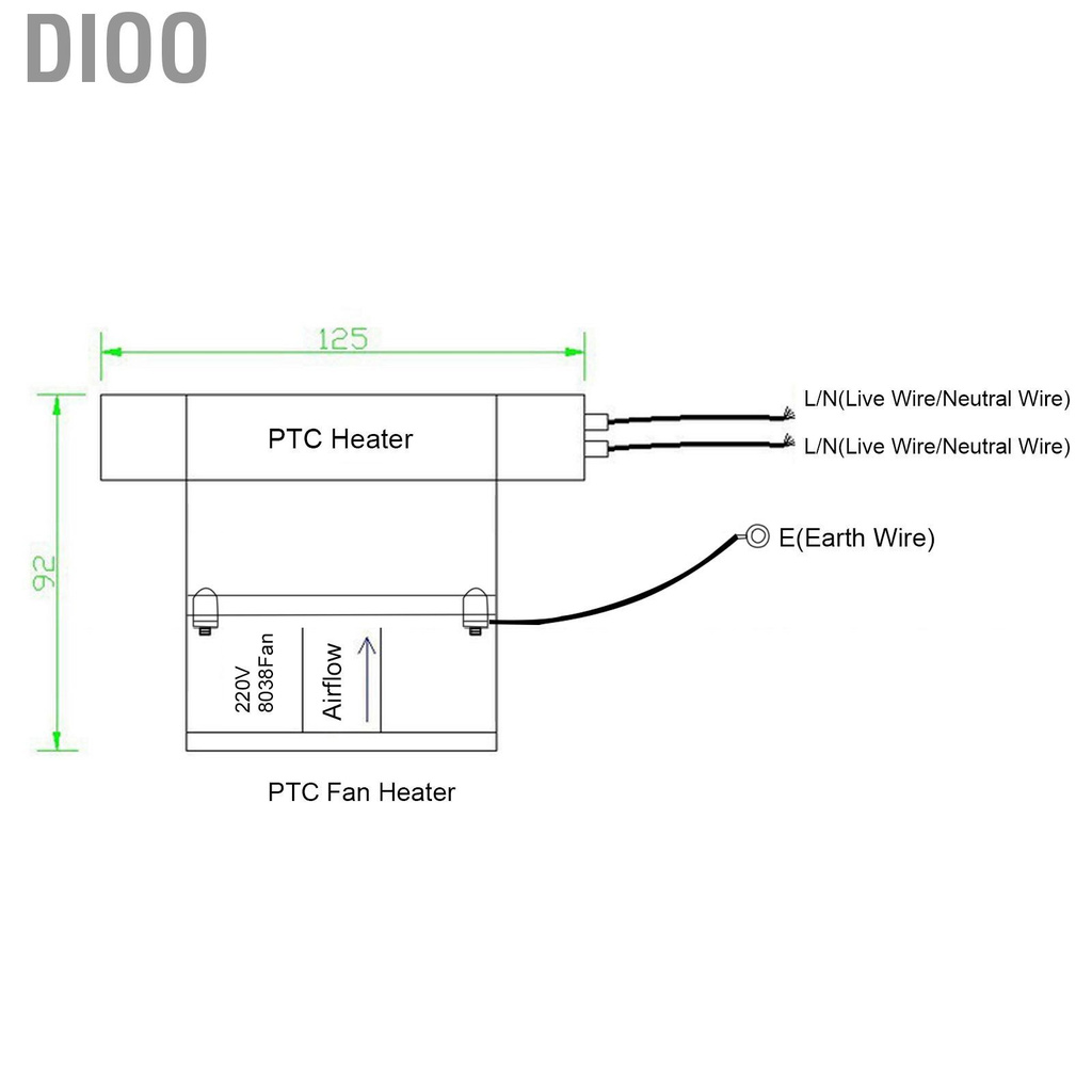 Quạt Sưởi Ấm Bằng Gốm Diooo Ptc Ac100V 230v 400w