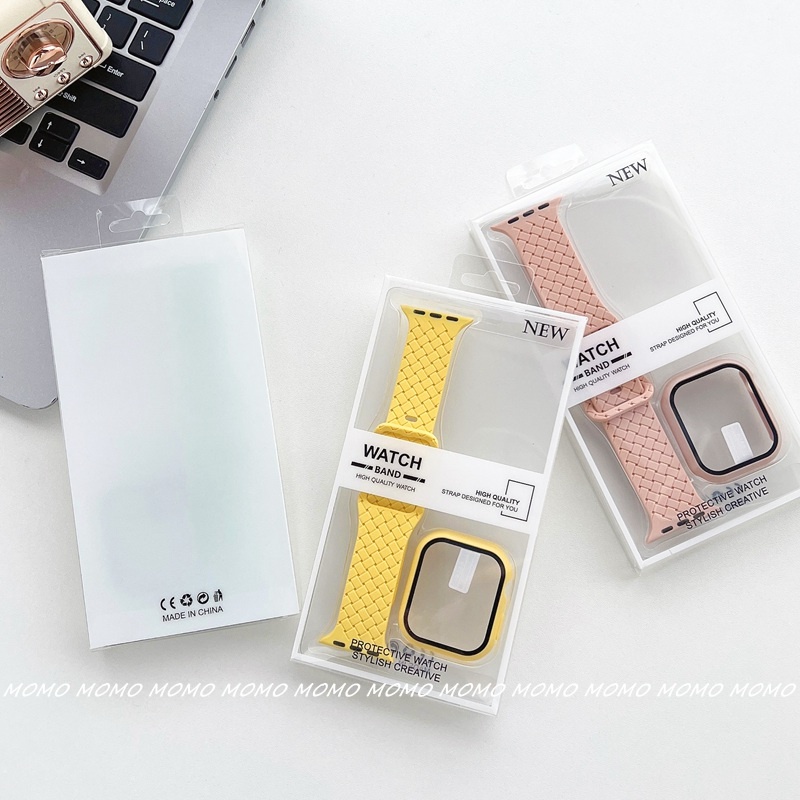 Bộ Ốp Bảo Vệ 2 Trong 1 Bằng Cao Su Silicon Cho iWatch Series 7 6 5 4 3 2 1 SE 41mm 45mm 44mm 40mm