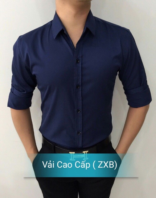 Áo sơ mi tay dài có size lớn XXL thời trang nam trơn