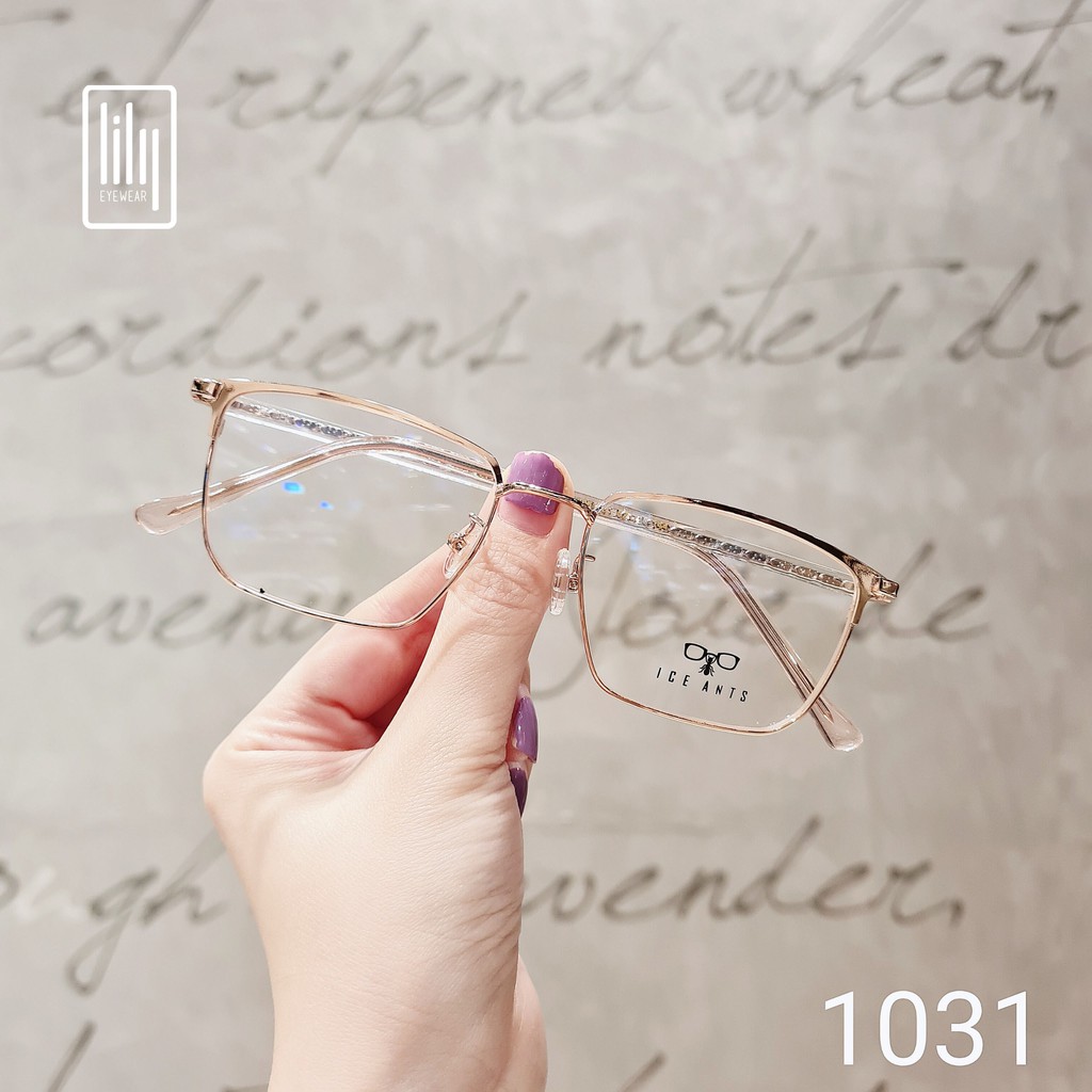 Gọng kính cận nam nữ kim loại Lilyeyewear mắt vuông thanh mảnh nhẹ nhàng 1031 | BigBuy360 - bigbuy360.vn