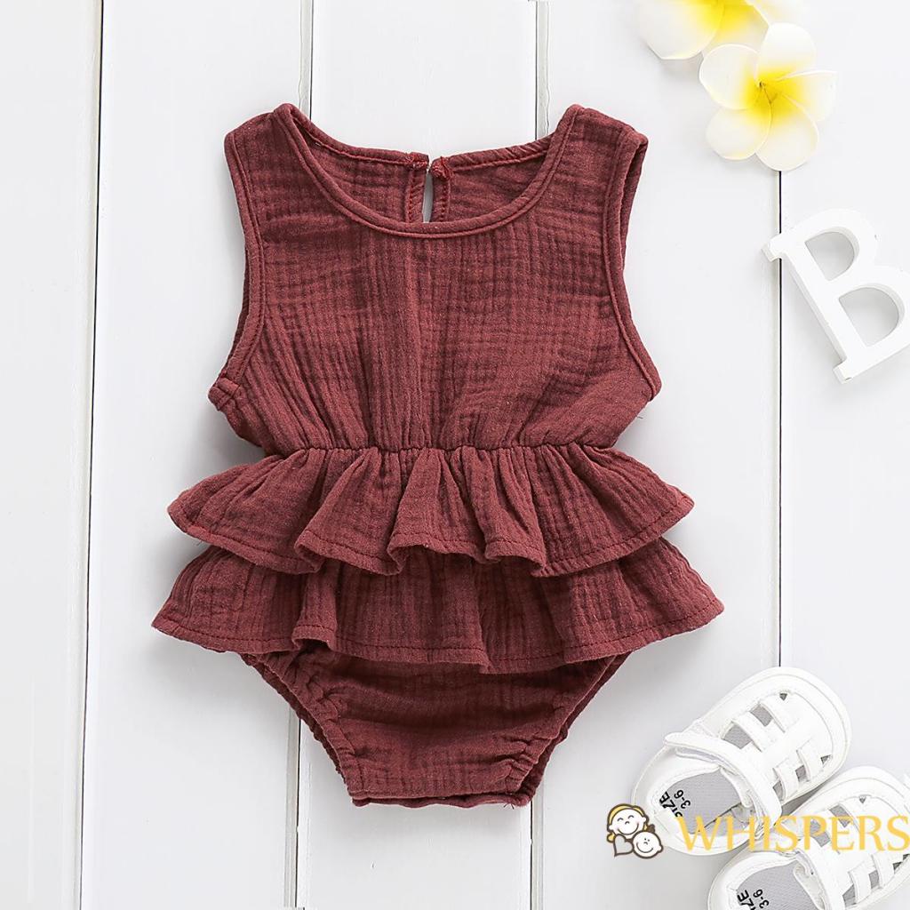 WHISPERS-Newborn Baby Girl Romper Solid Color Ruffle Tutu Dress Jumpsuit Sunsuit Outfit
