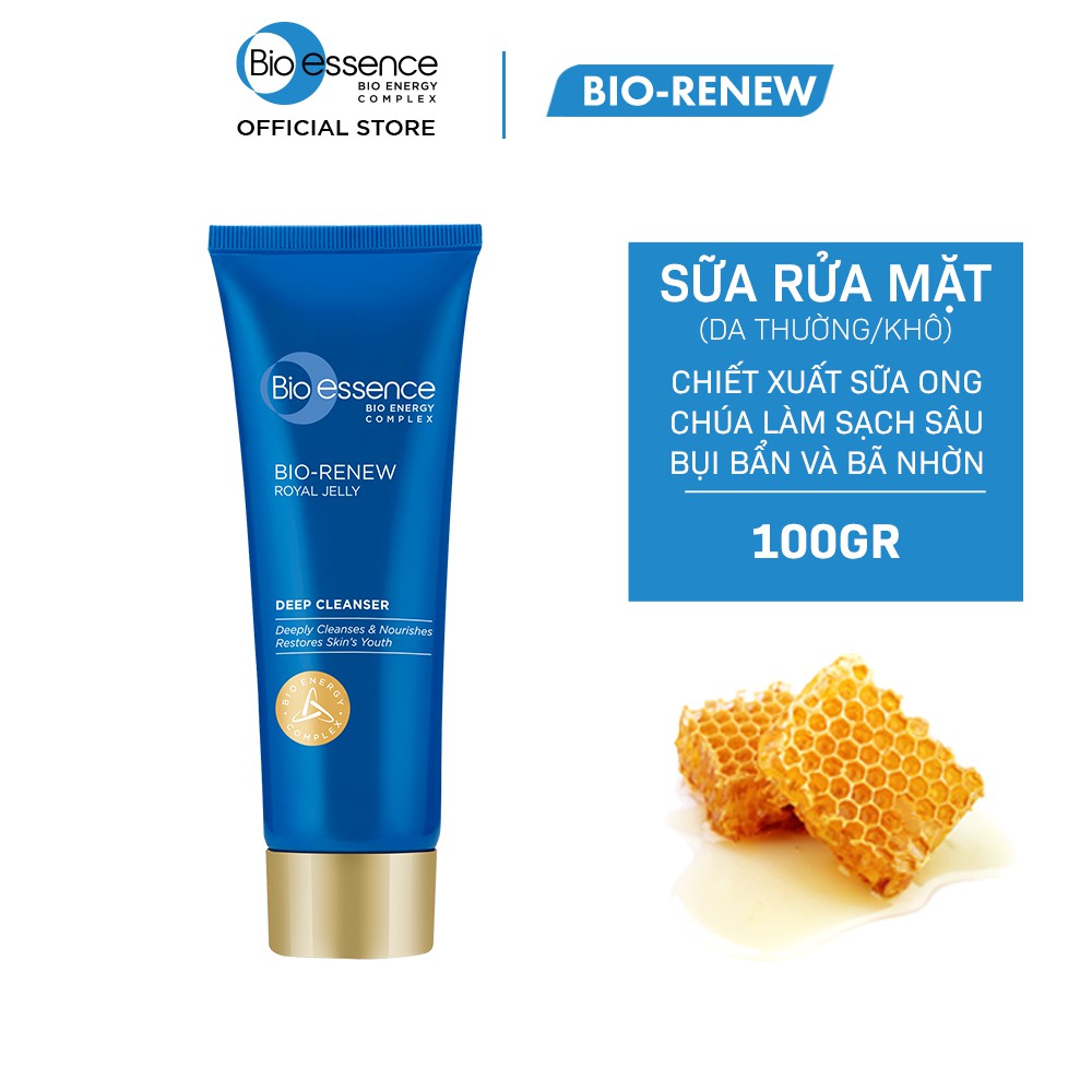 Sữa rửa mặt dưỡng da tươi trẻ (cho da khô) Bio-Essence Bio-Renew tinh chất sữa ong chúa 100g