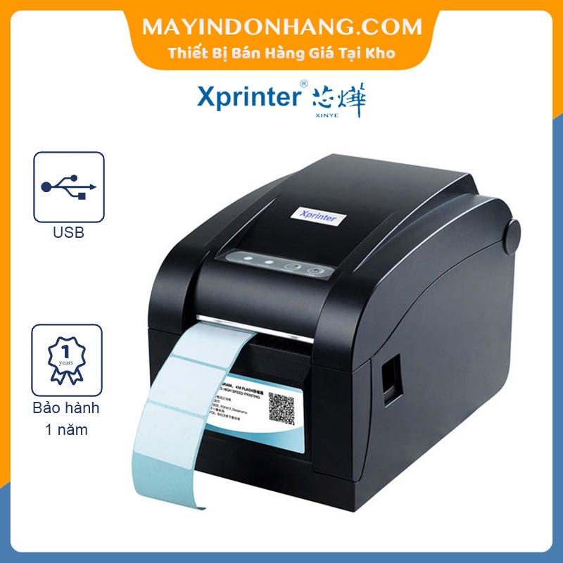 Máy in mã vạch Xprinter XP350B / Xprinter 350B in decal 2 tem và in vận đơn TMDT Shopee Giá Rẻ Nhất 