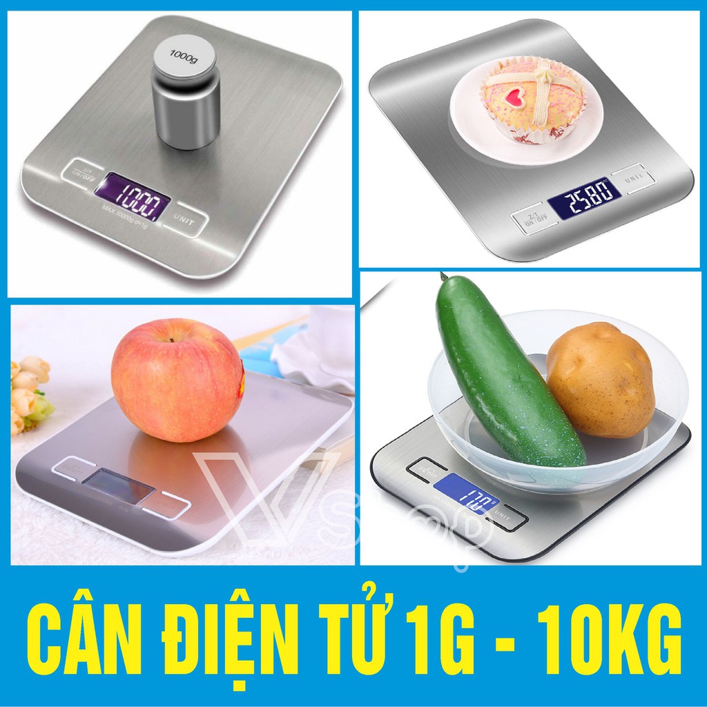 Cân điện tử dùng cho nhà bếp. nhỏ gọn, tiện dụng, 1gr – 10kg, sử dụng pin 3A