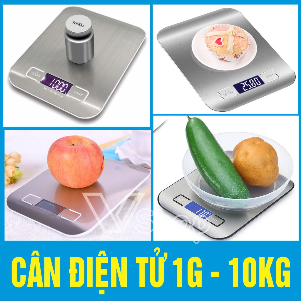 Cân điện tử nhà bếp. nhỏ gọn, tiện dụng, 1gr – 10kg, sử dụng pin 3A