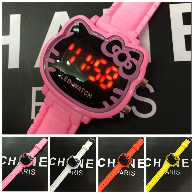 Hello Kitty Led Jam Tangan Wrist Watch Watches Automatic Trẻ Em Cartoon