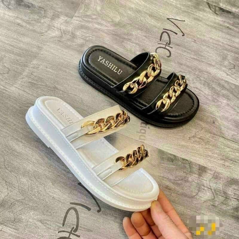 dép 2 quai dây xích đế xuồng mẫu mới (rẻ vô địch ) ( PU 2CM QUAI XÍCH)