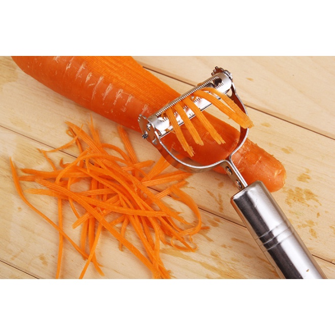 Nạo củ quả inox đa năng 2 in 1 chống han gỉ, dụng cụ nạo củ quả và bào sợi nhanh chóng tiện lợi