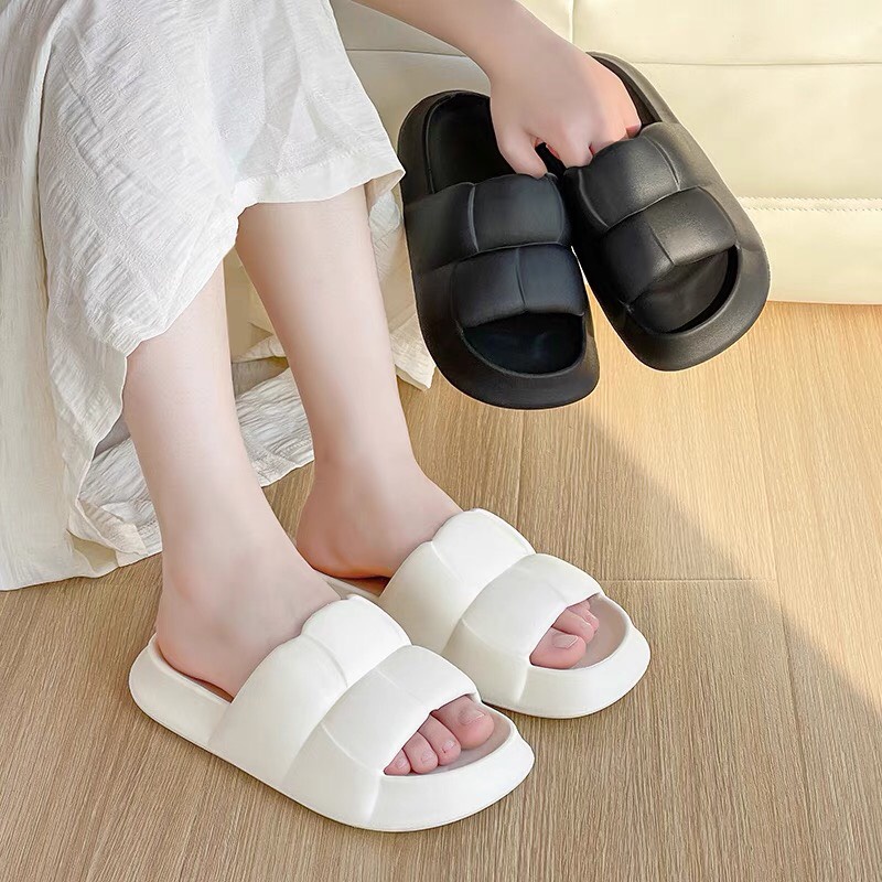 Dép nữ bồng bềnh kết hợp sticker cực xinh, dép bánh mì chất Eva mẫu mới hottrend 2022