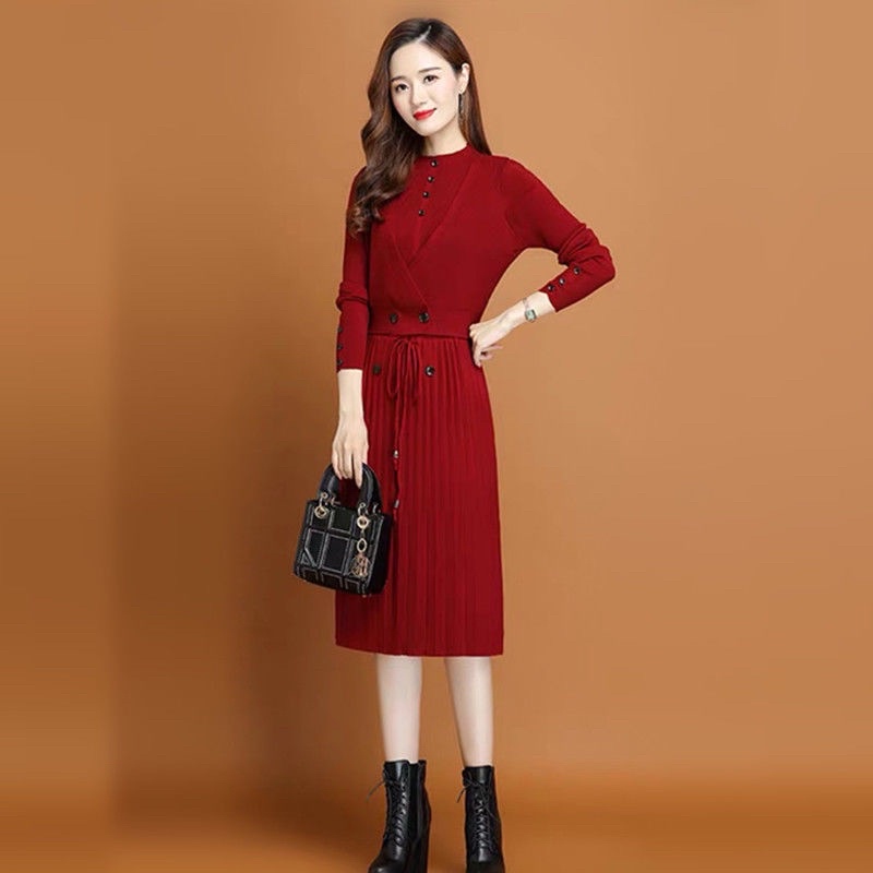 Set Váy len xinh thời trang công sở Aidenshop váy thiết kế mùa đông