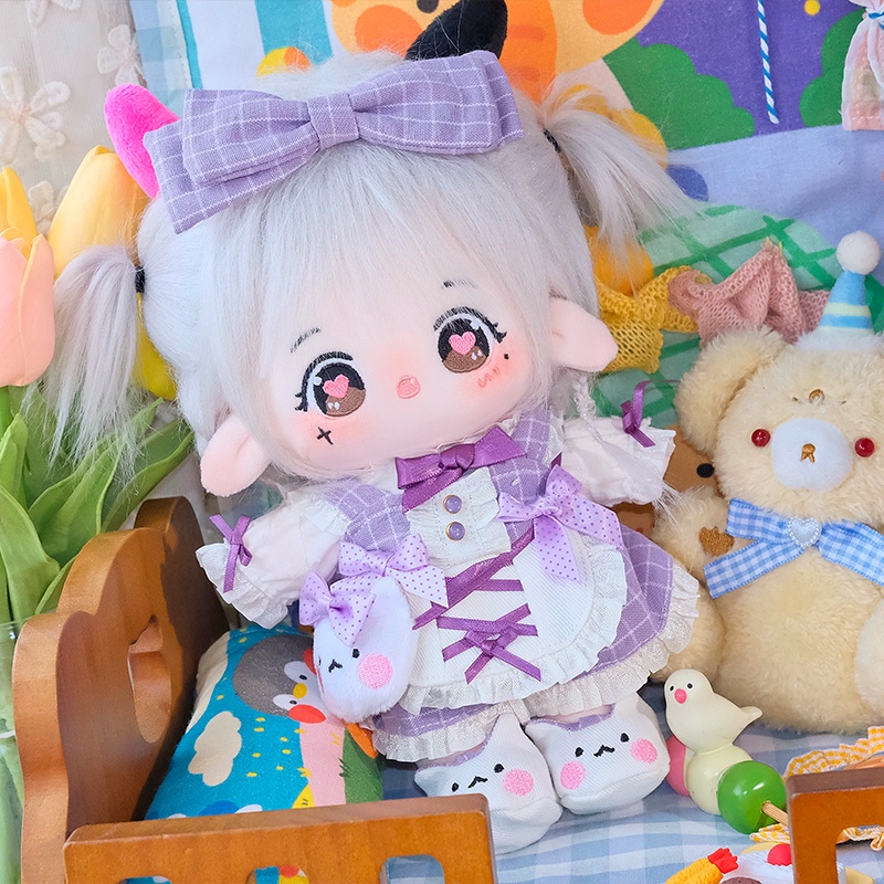 Doll không thuộc tính tóc tơ 20cm có tai và đuôi - Búp bê tóc tơ không thuộc tính kèm outfit 20cm