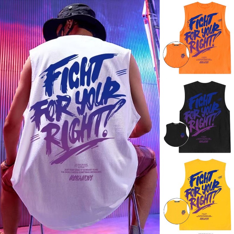 Áo Thun Sát Nách Cổ Tròn Dáng Rộng In Hình Graffiti Phong Cách Hip Hop Đường Phố Size Lớn M-8XL Dành Cho Nam