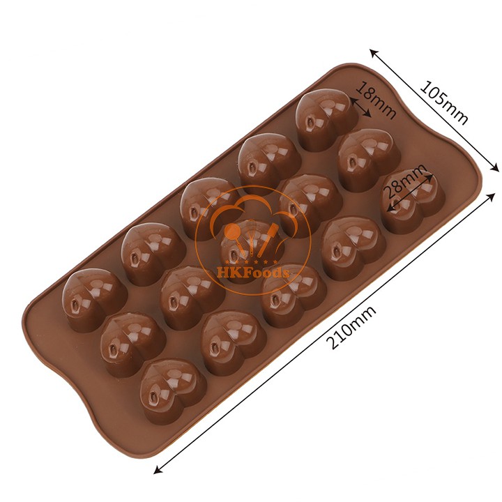 Khuôn Silicon làm thạch rau câu, chocolate, làm bánh 15 Tim Mọng