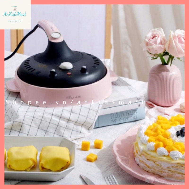 Máy làm bánh Crepe, bánh pancake, bánh tráng, bánh cuốn... Bear DBC-C06E1 có núm điều chỉnh 3 mức nhiệt