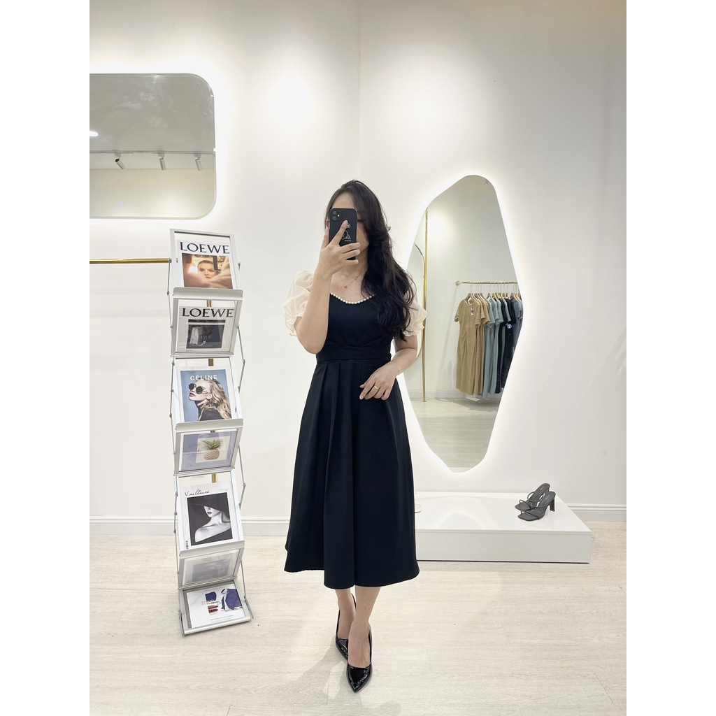 Đầm bigsize Nữ Tú Mỡ Đầm Bigsize Thiết Kế Tôn dáng Đầm xòe phối ngọc Đi làm dạo phố Đủ size 45-85kg DA0086