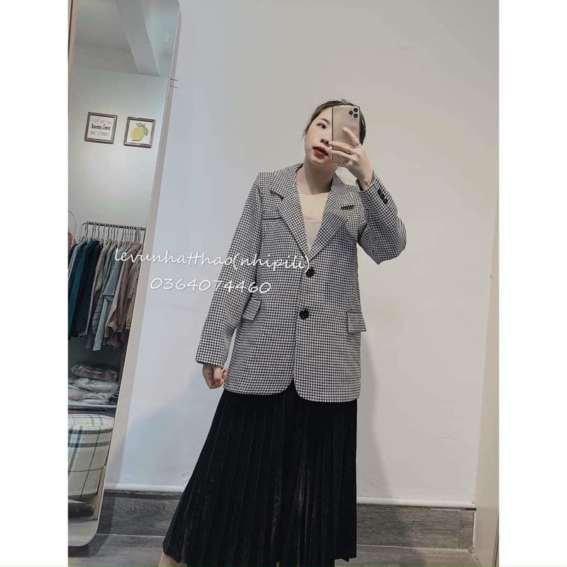 Áo Blazer - Áo Vest kẻ zizzaz 2 lớp mẫu mới hiện đại