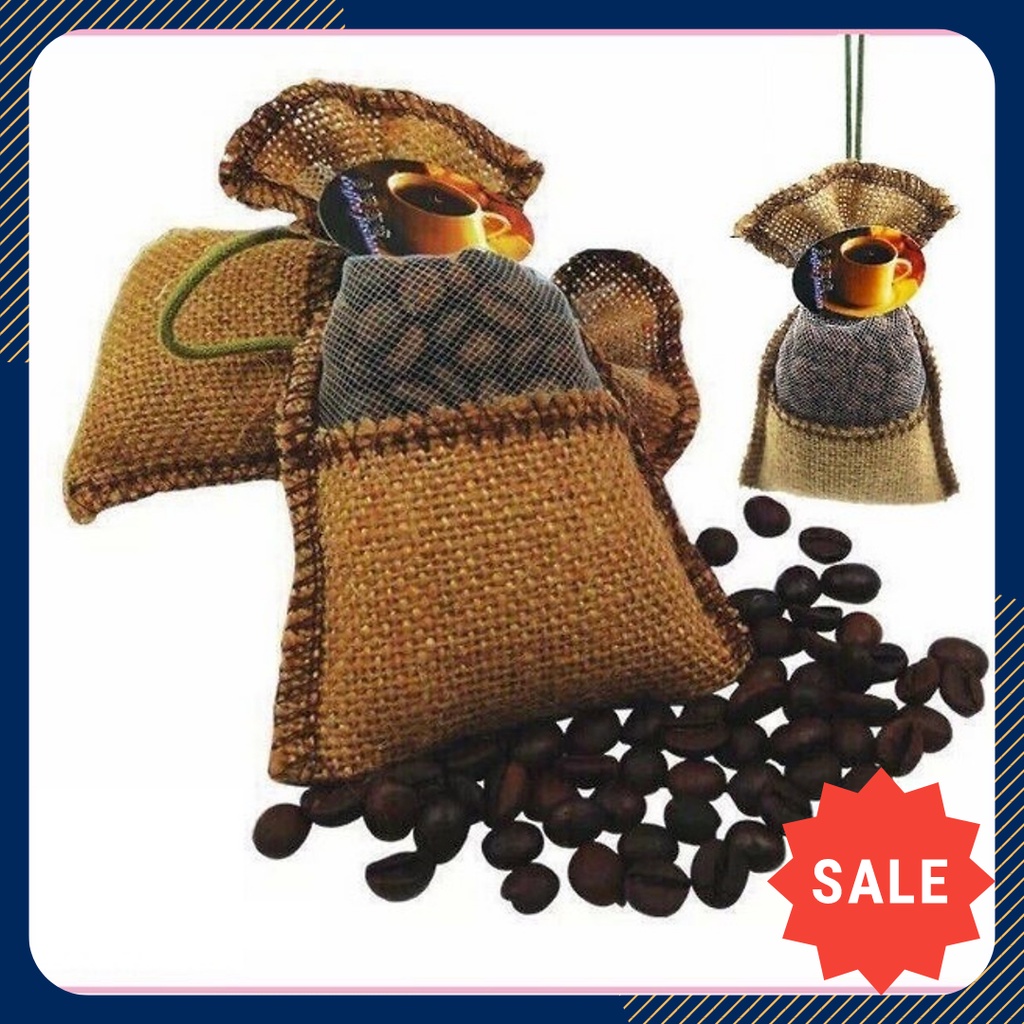 Túi Thơm Khử Mùi Oto Cà Phê - Túi Café Treo Xe Hơi Kèm Lọ Tinh Dầu, Khử Mùi Hiệu Quả, An Toàn Khi Đi Xe Hơi