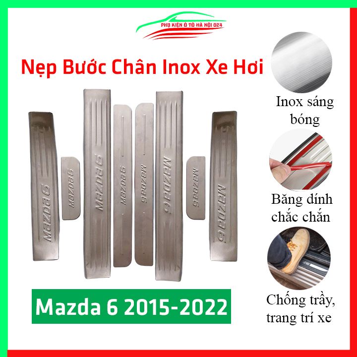 Bộ nẹp bước chân inox ô tô Mazda 6 2015-2019 chống trầy làm đẹp ô tô