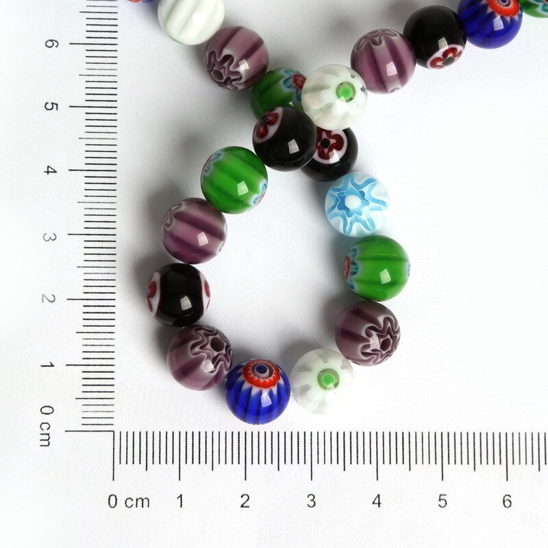 Chuỗi hạt thủy tinh tròn họa tiết hoa 4-10mm dành cho làm trang sức DIY