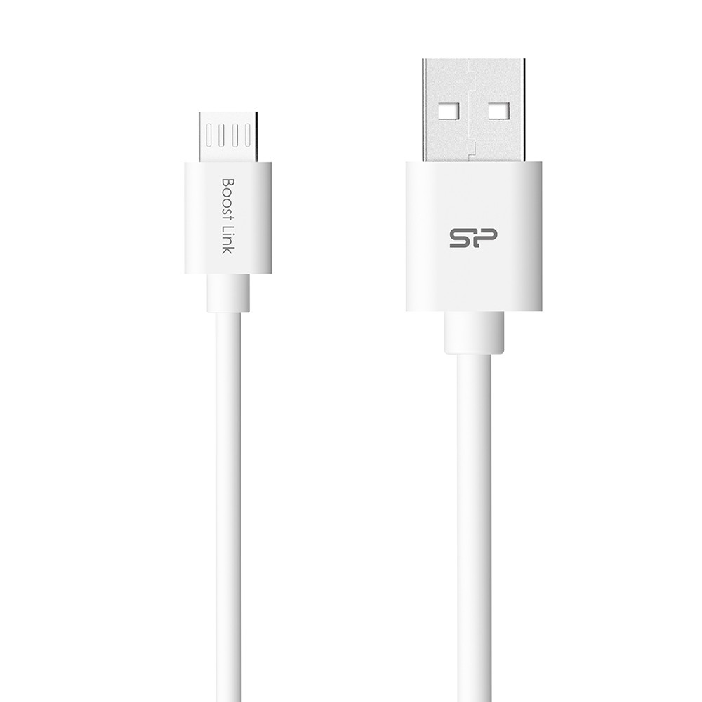 Cáp sạc nhanh micro USB Boost link PVC LK10AB Silicon power dài 1m (Trắng) - Hãng phân phối chính thức