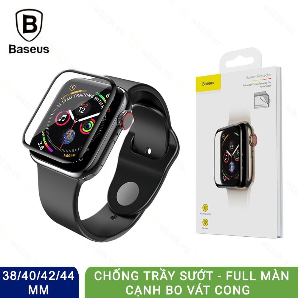 ⚡KÍNH CƯỜNG LỰC CHÍNH HÃNG APPLE WATCH BASEUS ⚡ FULL MÀN 4D SERIES 1 2 3 4 5 SIZE 38 40 42 44 mm