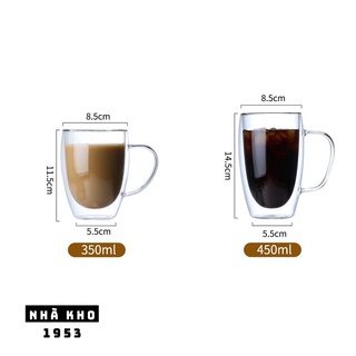 Ly thủy tinh 2 lớp có quai cách nhiệt
