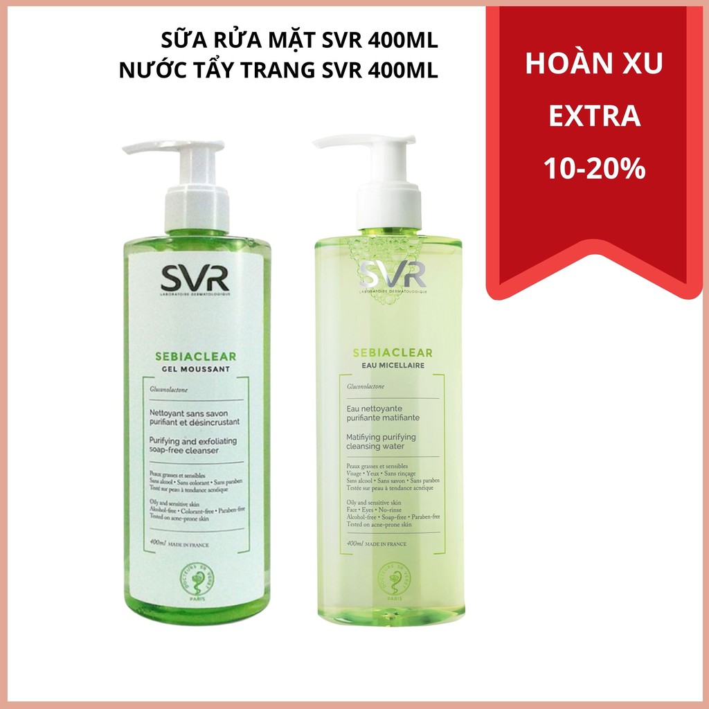 Sữa Rửa Mặt Sebiaclear Gel Moussant 400ml- Nước Tẩy Trang Sebiaclear Eau Micellaire 400ml